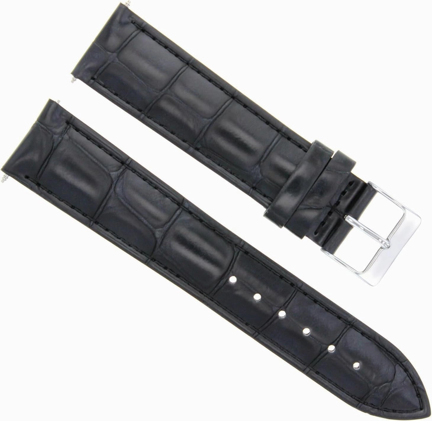 Ewatchparts 20mm Leather Watch Band Strap Compatible With Rolex Cellini Watch Black
