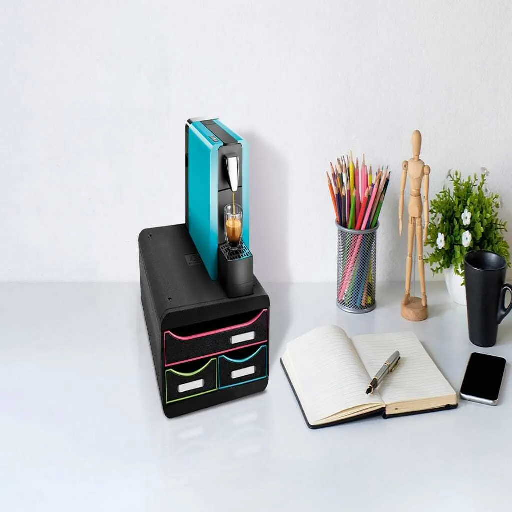 Exacompta Small-Box Desktop Drawer Set Black Office with 3 Drawers Black