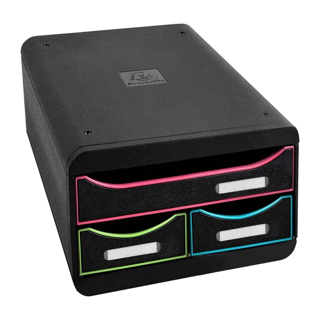 Exacompta Small-Box Desktop Drawer Set Black Office with 3 Drawers Black