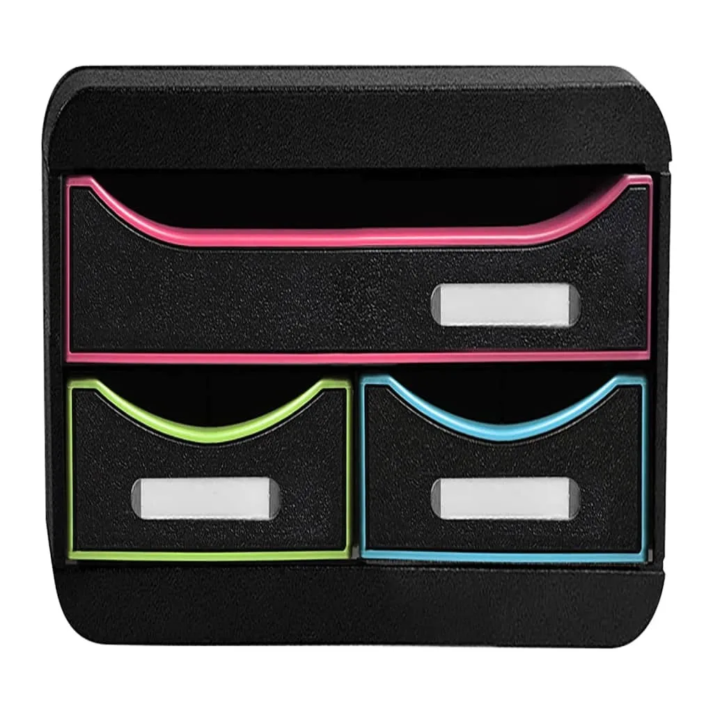 Exacompta Small-Box Desktop Drawer Set Black Office with 3 Drawers Black