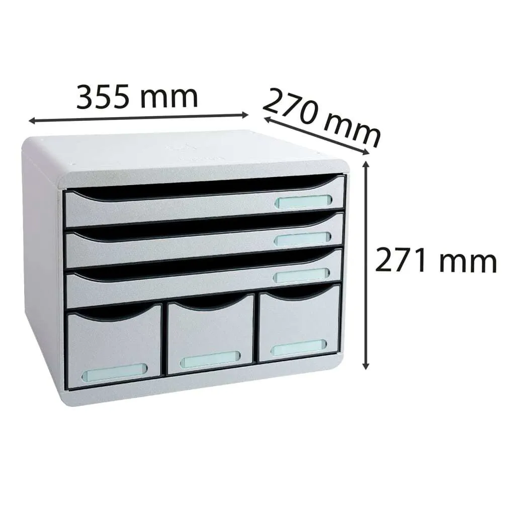 Exacompta Store-Box Desktop Drawer Set Maxi with 6 Drawers Light Grey