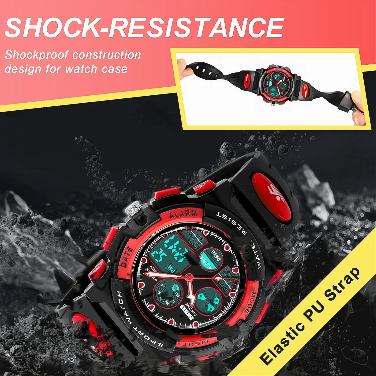 eYotto Kids Sports Watch Waterproof Boys Multi-Function Analog Digital Wristwatch LED Alarm Stopwatch