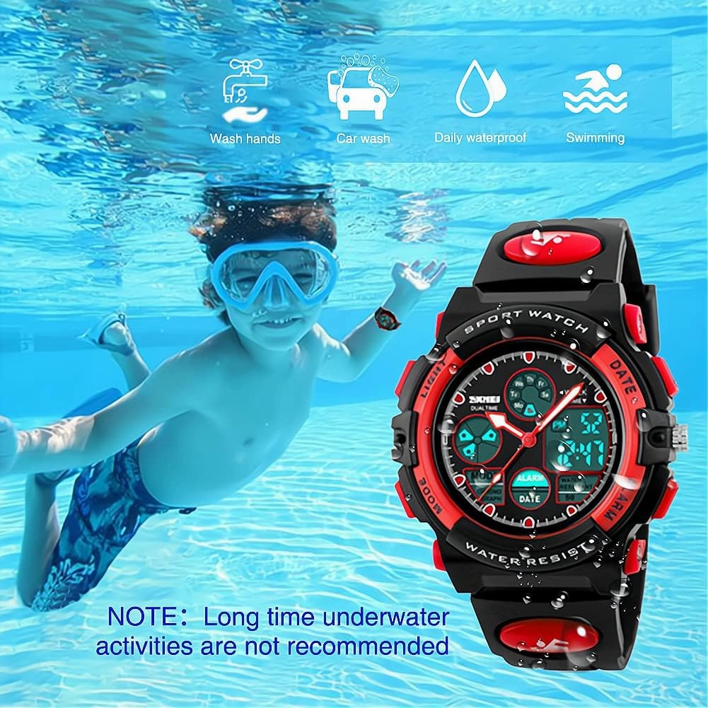 eYotto Kids Sports Watch Waterproof Boys Multi-Function Analog Digital Wristwatch LED Alarm Stopwatch