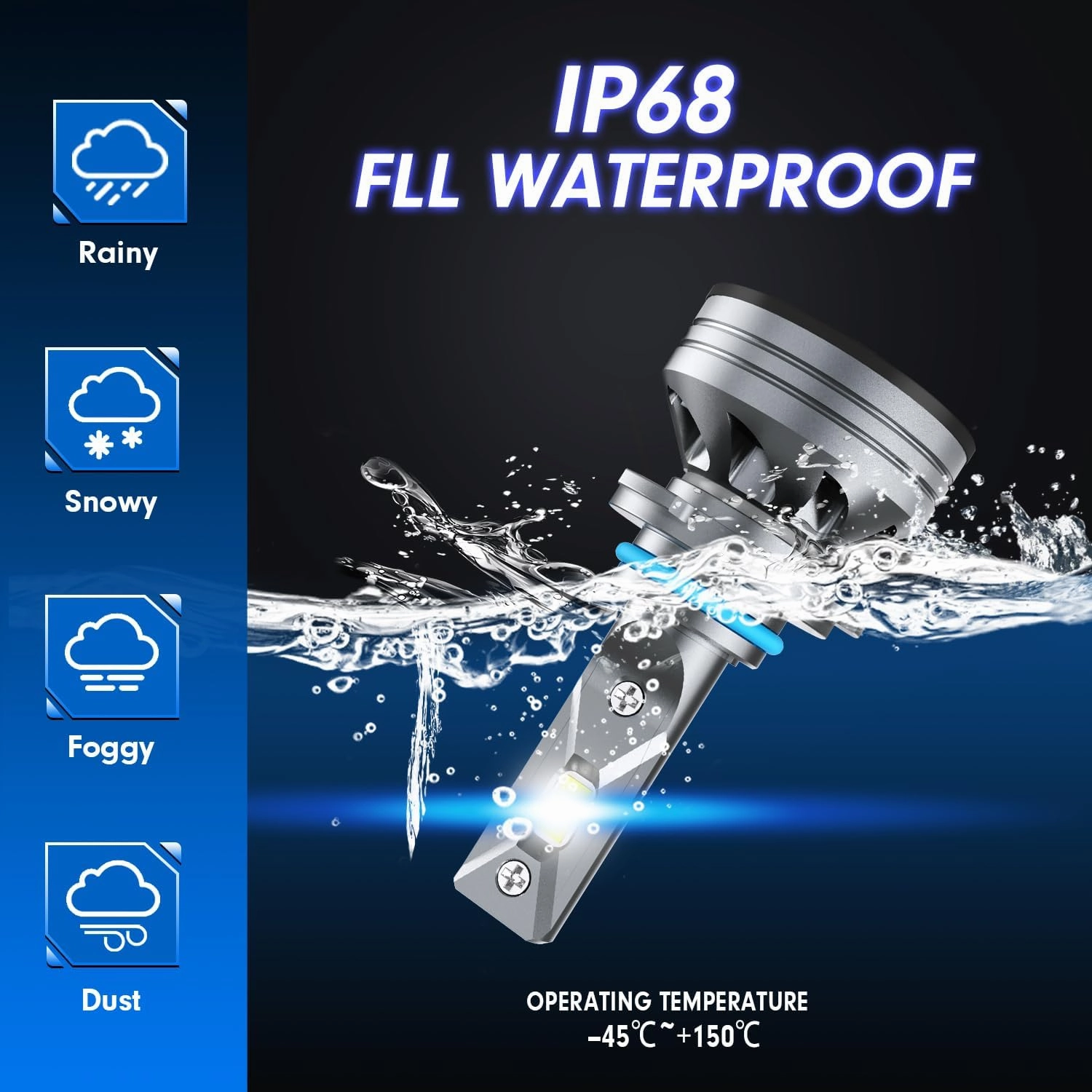 FAHREN 9005 Driving Bulbs, 26000 Lumens Super Bright 9005 Fog Bulbs, 6500K Cool White HB3 Bulb IP68 Waterproof Pack of 2