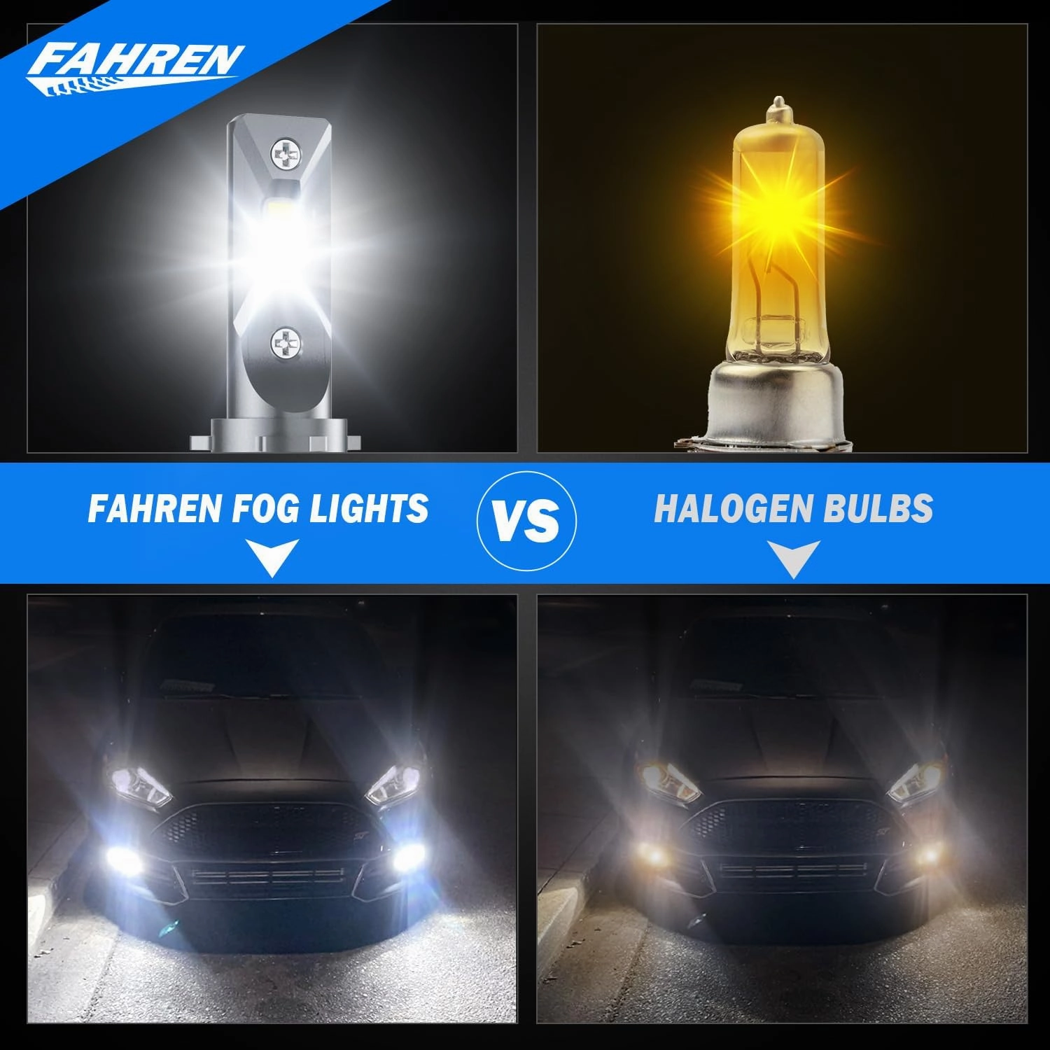 FAHREN 9006 9005 Light Bulbs, New & Ultra-Bright 6500K with Cooling Fan, 9006 9005 Fog Bulb 360° Adjustable CANbus Ready, Pack of 4