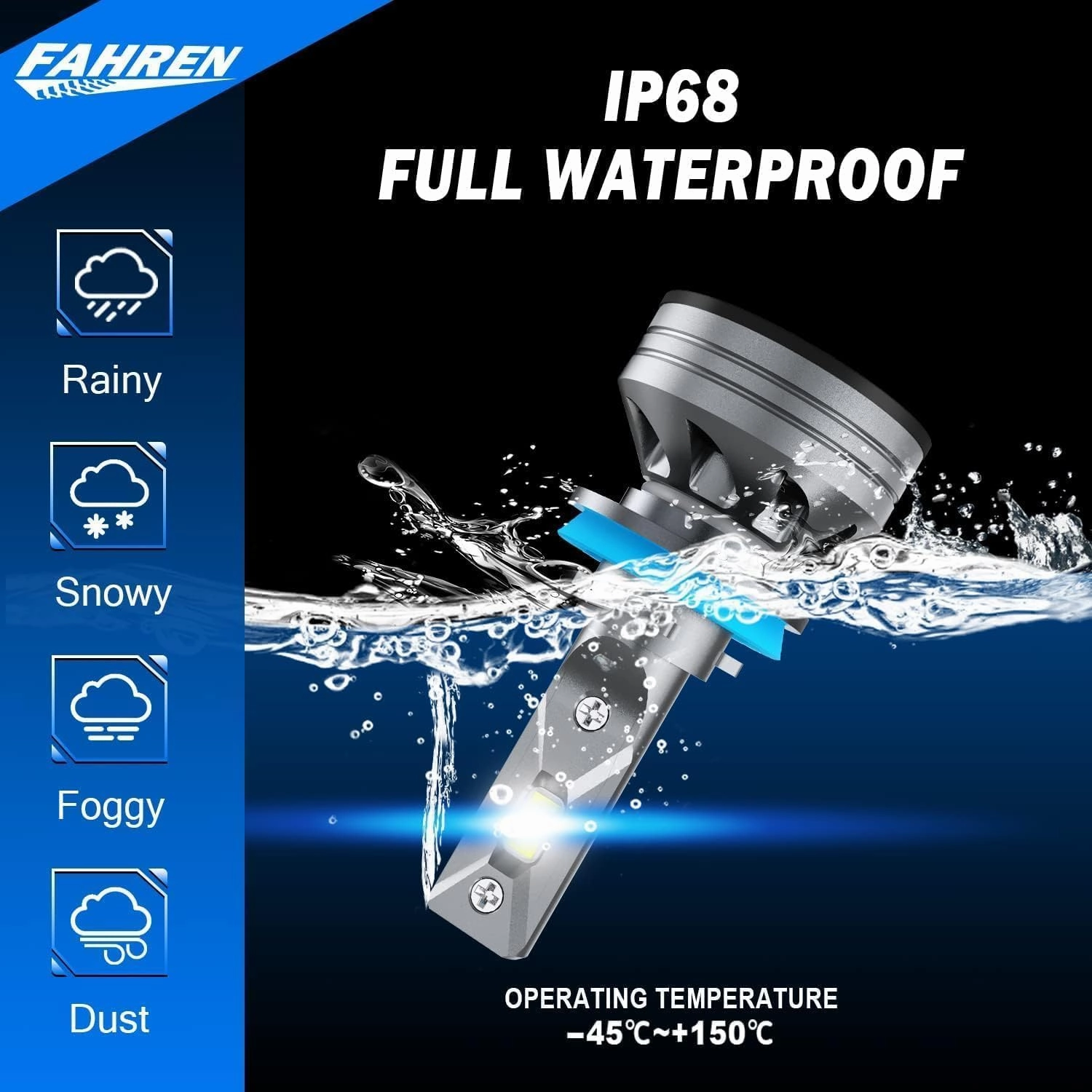 FAHREN H11 9005 Light Bulbs, New & Ultra-Bright 6500K with Cooling Fan, H11 9005 Fog Bulb 360° Adjustable CANbus Ready, Pack of 4