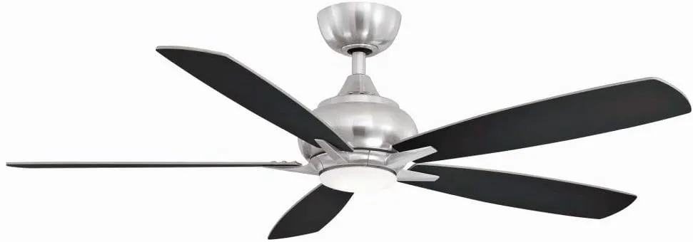Fanimation FP8533BN Doren 52 inch Indoor Ceiling Fan with Blade Set and LED Light Kit - Brushed Nickel