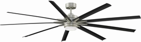 Fanimation FPD8159BNWBL Indoor/Outdoor Ceiling Fan with Black Blades and LED Light Kit, Brushed Nickel