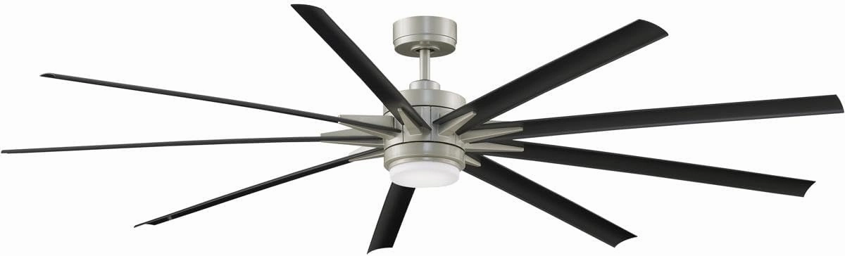 Fanimation FPD8159BNWBL Indoor/Outdoor Ceiling Fan with Black Blades and LED Light Kit, Brushed Nickel