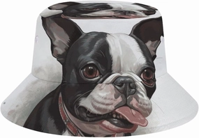 Fashion Bucket Hat Boston Terrier Summer Sun Cap Breathable Fisherman Hats UV Protection Hat for Hiking Beach