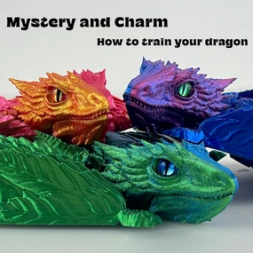 Feathered Wyvern Dragon,3D Printed Dragon, Articulated Dragon with Wings, Fidget Dragon, 3D Printed Toys, Desktop Pet - Indulge in The Enchanting Realm of Dragons (Red Blue Green)
