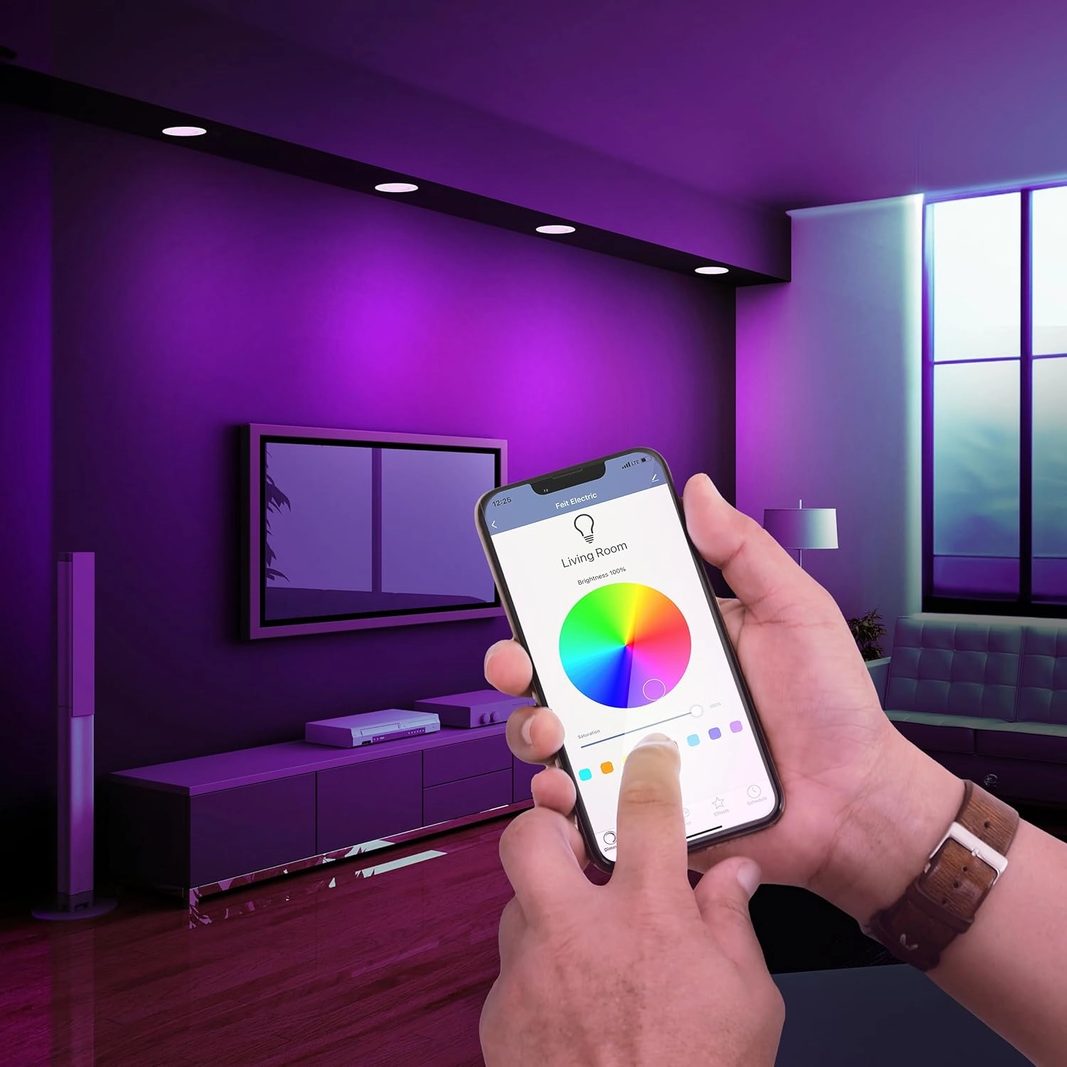 Feit Electric Smart Recessed Downlights, 5/6-Inch, 75W Equivalent, WiFi LED Retrofit, Color-Changing & Tunable White, 1000 Lumens, Dimmable, Works with Alexa/Google Assistant, LEDR6/RGBW/AG/3, 3 Pack