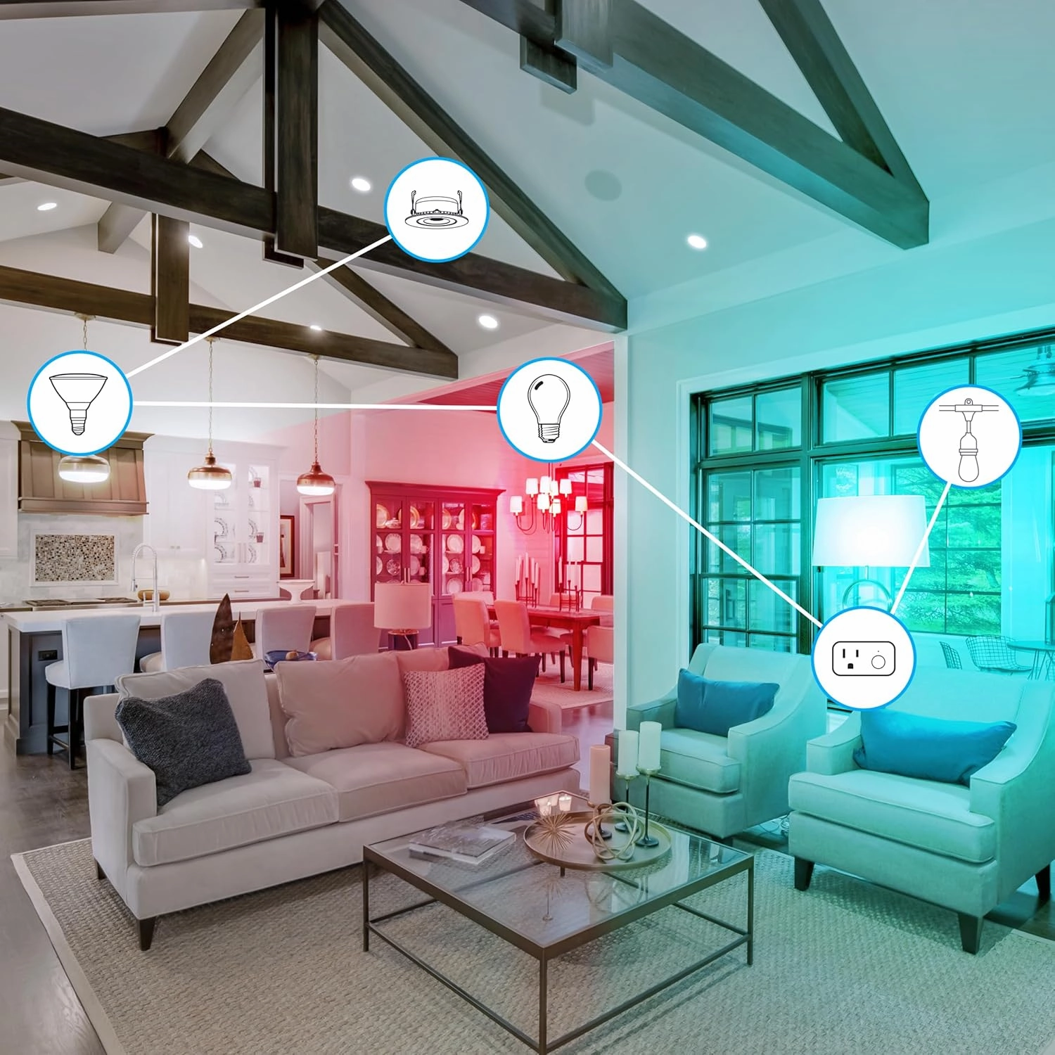 Feit Electric Smart Recessed Downlights, 5/6-Inch, 75W Equivalent, WiFi LED Retrofit, Color-Changing & Tunable White, 1000 Lumens, Dimmable, Works with Alexa/Google Assistant, LEDR6/RGBW/AG/3, 3 Pack