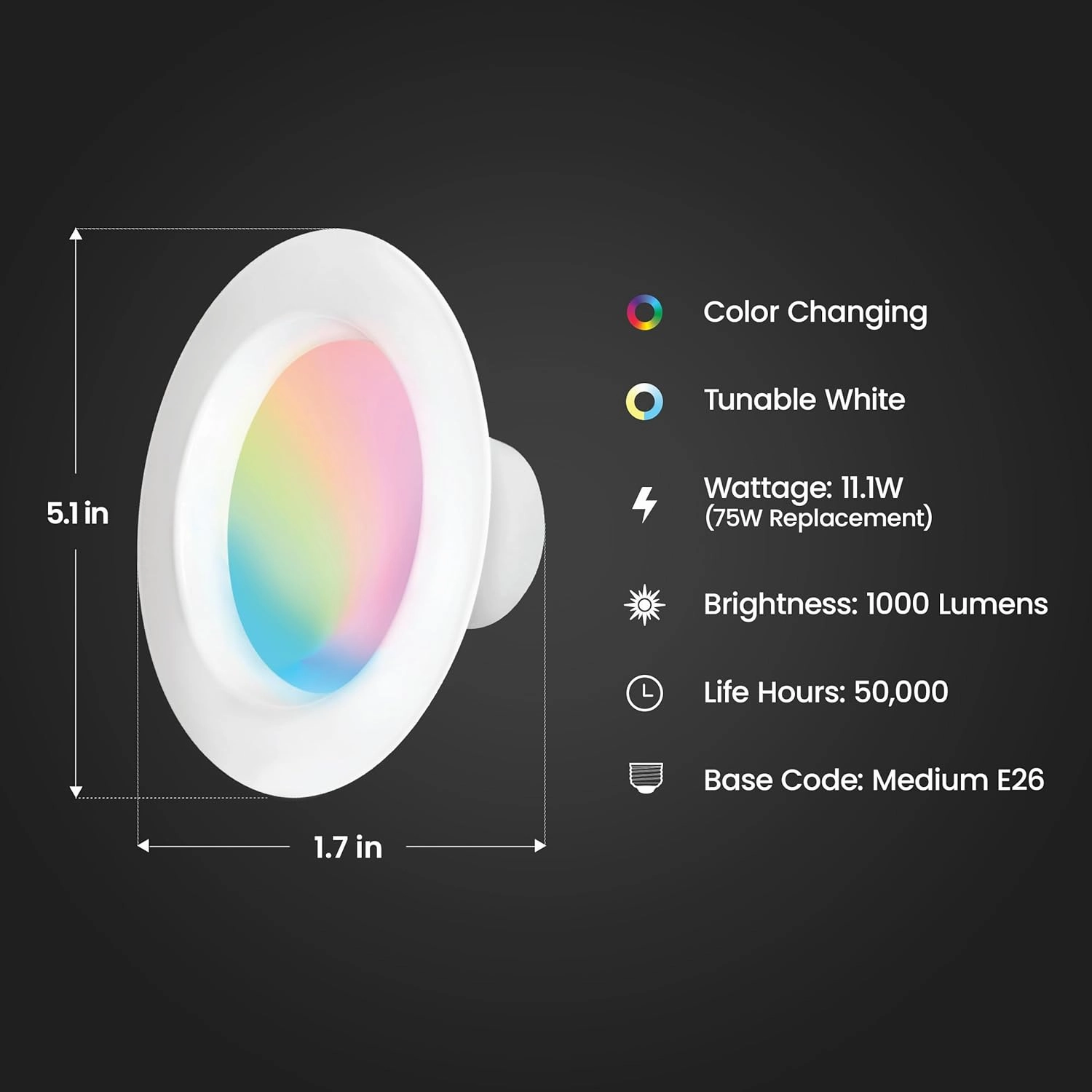 Feit Electric Smart Recessed Downlights, 5/6-Inch, 75W Equivalent, WiFi LED Retrofit, Color-Changing & Tunable White, 1000 Lumens, Dimmable, Works with Alexa/Google Assistant, LEDR6/RGBW/AG/3, 3 Pack