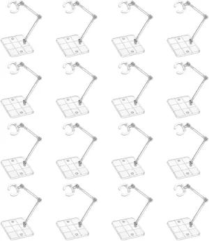 FINGERINSPIRE 16 Sets Action Figure Stand Assembly Clear Action Figure Display Holder with Rectangle Base Plastic Model Support Stand Doll Model Support Stand for 1/144 HG/RG Figure Model