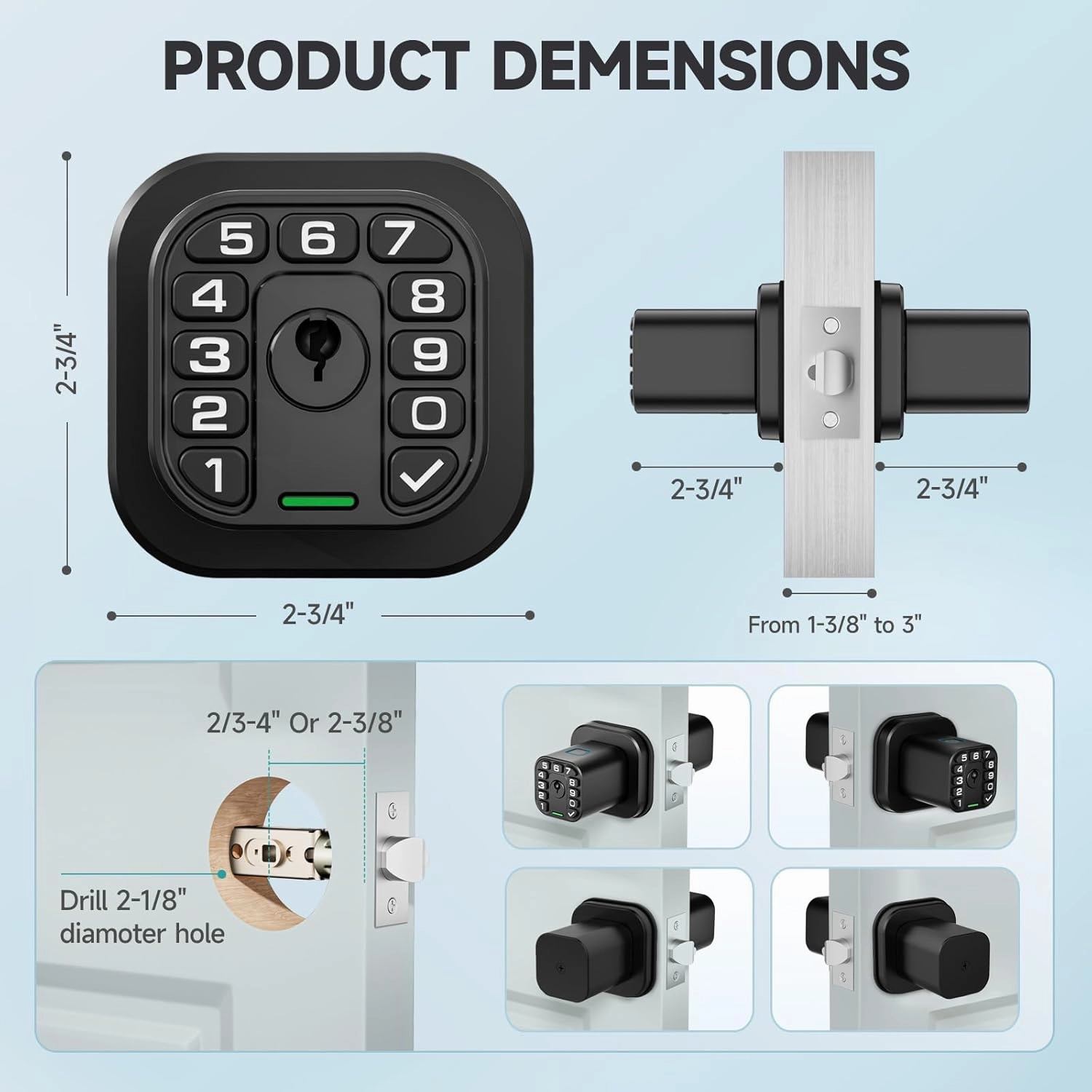 Fingerprint Door knob, Smart Biometric Door Lock with Keypad, Keyless Entry Code Door Knob, Waterproof & Weatherproof, Auto Lock,Voice Navigation, for Bedroom, Gate,Office