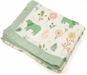 Floral Bear Muslin Swaddle Blankets, Baby Muslin Quilt for Boys Girls Toddlers, Everything Blanket, Stroller Cover, Large 43"X45"(Flower Bear)