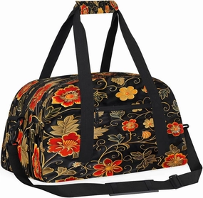 Floral Vintage Kids Overnighter Duffel Bags for Boys, Carry-On Size Sports Gym Bag with Front Zipper Pocket for School Practice or Overnight Travel Weekender Sleepover Tote Bag
