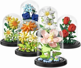Flowers Bouquet Micro Bricks Building Set Toys with Dust Cover,6 Kinds of Creative Artificial Flower Building Toy for Kids,Boys and Girls,Gifts Ideas for Anniversary, for mom