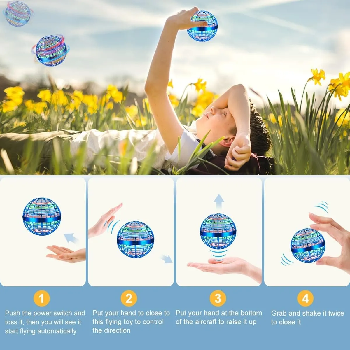 Flying Toys Galaxy Boomerang Ball, Hover Orb, Fly Spinners for Kids Adults Indoor Outdoor Toys, Cool Toys for 6 7 8 9 10  Years Old Boys Girls Teens