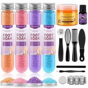 FOOT SOAK SALT Himalayan Pink Salt with Lavender, Rose, Orange Fragrance, Oil Essential Oil & Sea Saltsfor Plantar Fasciitis Relief, Relaxation Gifts for Foot Pain Bath Salts for Women