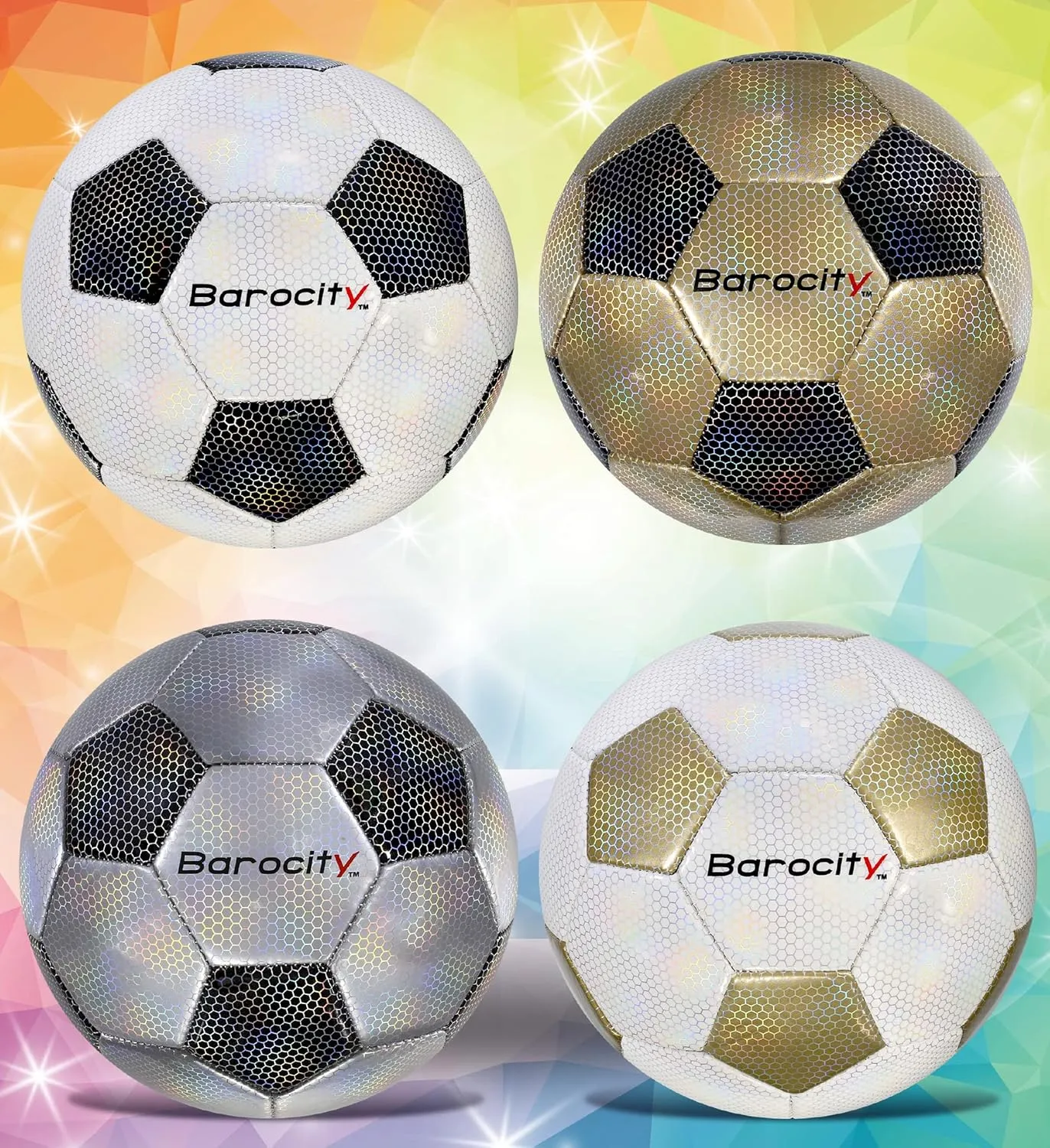 Footballs for Kids Pee Wee – Premium Official Match Ball with Reflective Rainbow Hex Pattern, Durable for Indoor and Outdoor Training