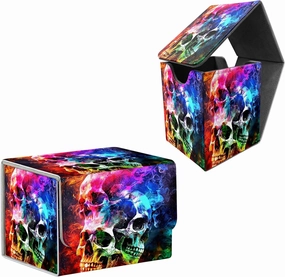 for MTG Card Storage Solution, Colorful Skulls Smoke and Fire for MTG Card Box and Commander Decks, High Capacity Anime Card Sleeves for Mtg Deck Box Set of 2