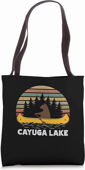 Fort Peck Lake Vintage retro sunset Bear Canoe outdoor Tote Bag