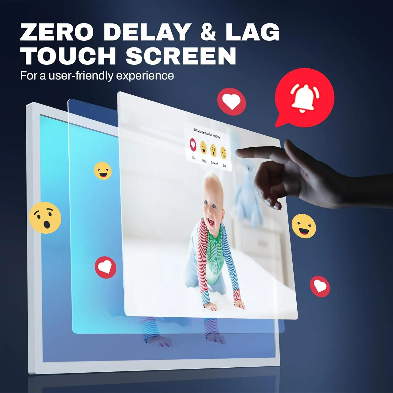 Frameo 32 Inch Extra Large Digital Picture Frame Touchscreen, 64GB FHD IPS WiFi Digital Photo Frame, Wall-Mountable Auto-Rotate, Share Photo/Video via Apps/Email, USB/Mirco SD, White
