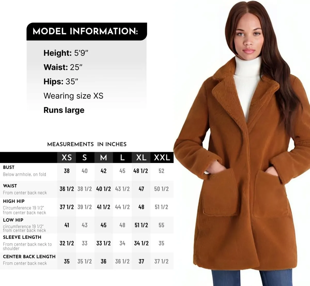 French Connection Women's Faux Shearling Teddy Lapel Midi Coat