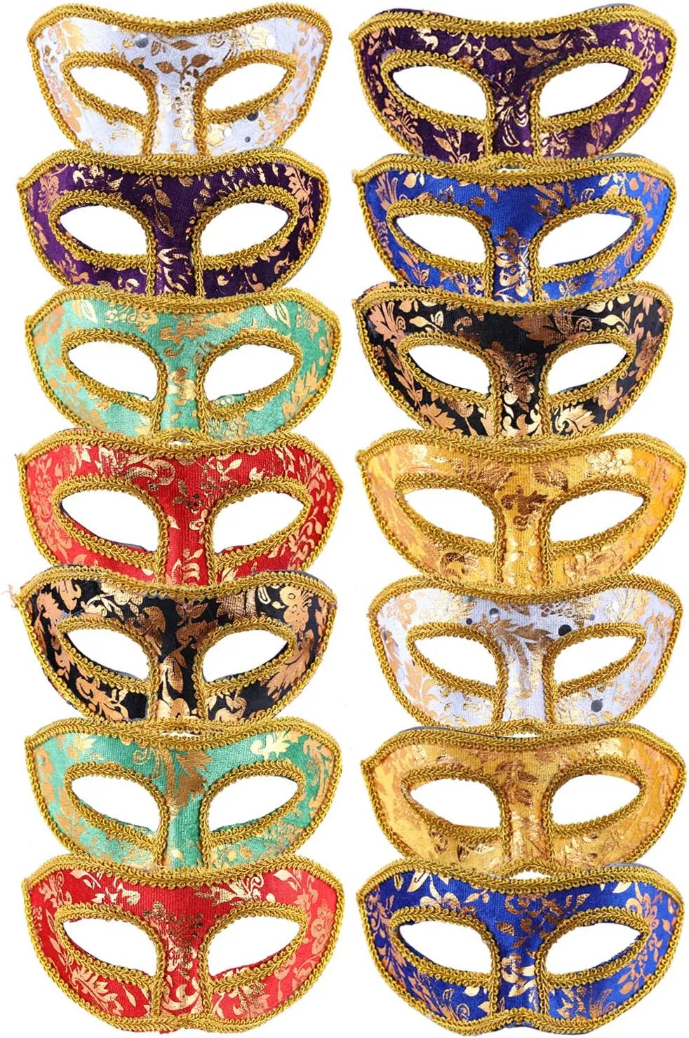 Frigatebird 14 Pieces Masquerade Masks, Half Face Mardi Gras Masquerade Mask Venetian Masks Set for Carnival Dress Party
