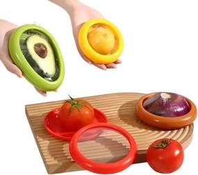 Fruit & Veggie Keepers, Silicone Airtight Containers, 4 Piece Set - Vegetable & Fruit Storage Containers for Fridge