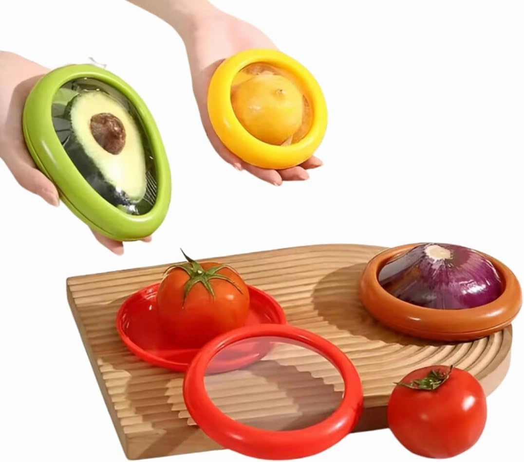 Fruit & Veggie Keepers, Silicone Airtight Containers, 4 Piece Set - Vegetable & Fruit Storage Containers for Fridge