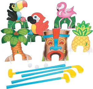 Fun Express Luau Tropical Themed Put Put Miniature Golf Game (Includes 4 Clubs, 4 Balls and 6 Hole Markers) Party Games for Kids