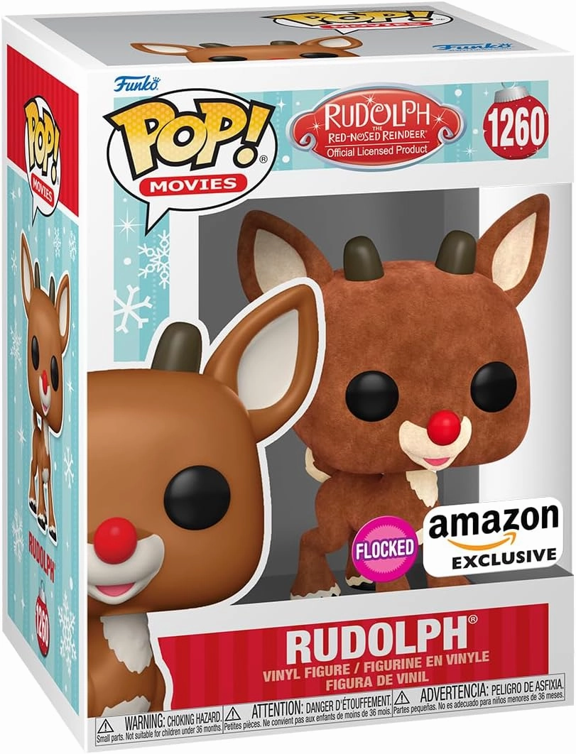 Funko POP! Movies: Rudolph - Rudolph - Flocked - Rudolph The Red-Nosed Reindeer - Collectable Vinyl Figure - Gift Idea - Official Merchandise - for Kids & Adults - Movies Fans