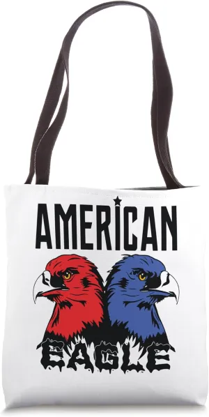Funny Twin American Eagles, American Flag, american birds Tote Bag