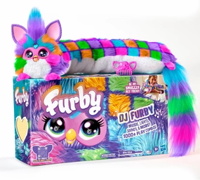 FURBY DJ Interactive Toy, Neon Star, Snuggly Electronic Plush, Music, Lights, Motion, & Games, Speaks English & Furbish, 32 in Long, 6  Years (Amazon Exclusive)