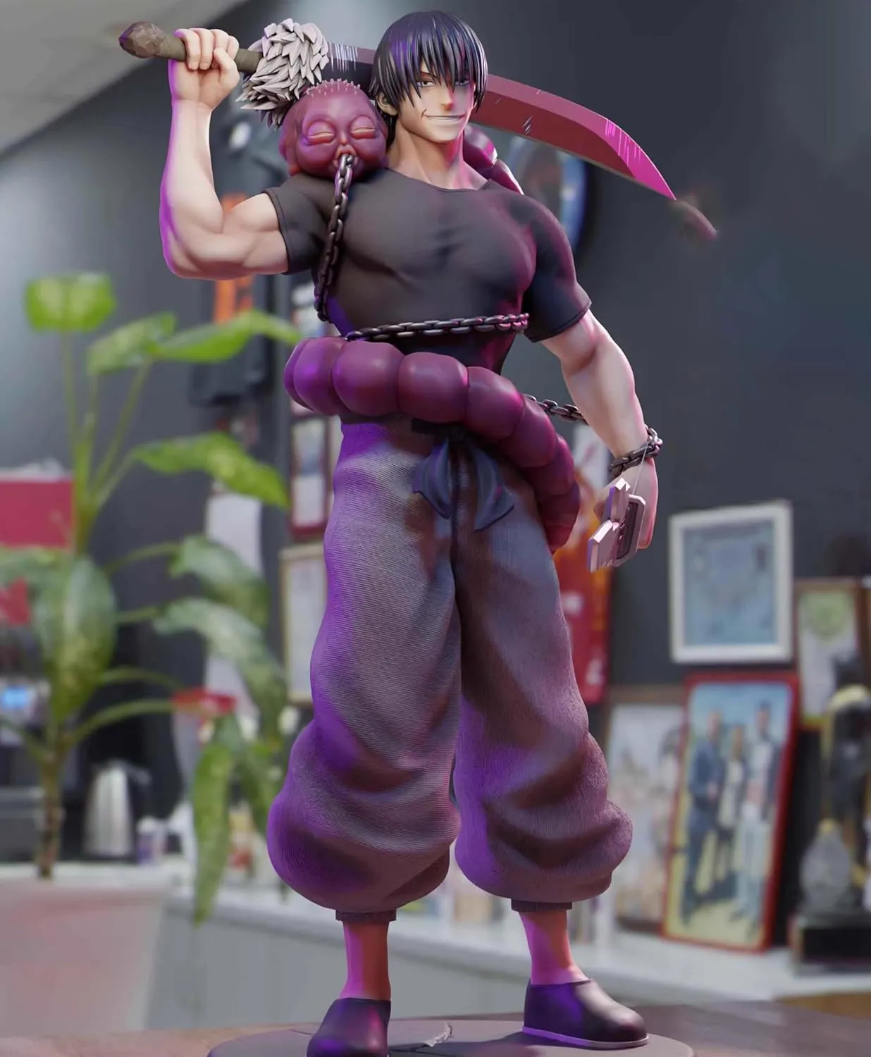 Fushiguro Toji Figure Statue JJK Figure Model, 22cm Standing Pose Anime Action Figure JJK Fushiguro Toji Statue Handmade Collectible Desktop Decoration Gifts for Fans