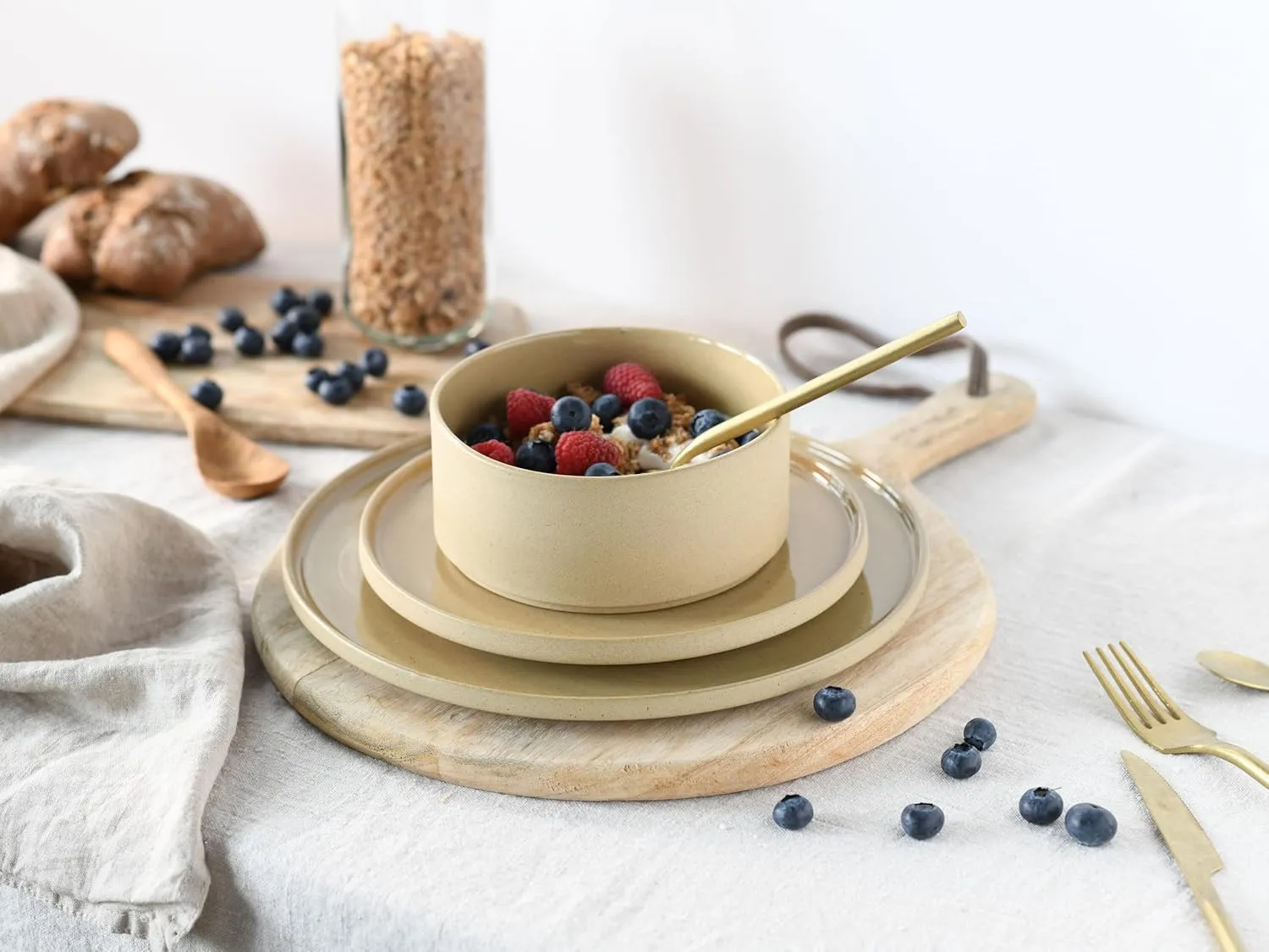Futuro Series 21655, 4-Piece Crockery Set, Stoneware Bowls, Dishwasher and Microwave Safe, Made in Portugal