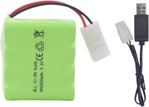 Fytoo AA 9.6V 2800mah RC Battery Pack with Tamiya Plug with USB Charging Cable for Toy Tanks Engineering Department Flatbed semi-Trailer Truck RC Remote Control car Ni-MH high Capacity Battery