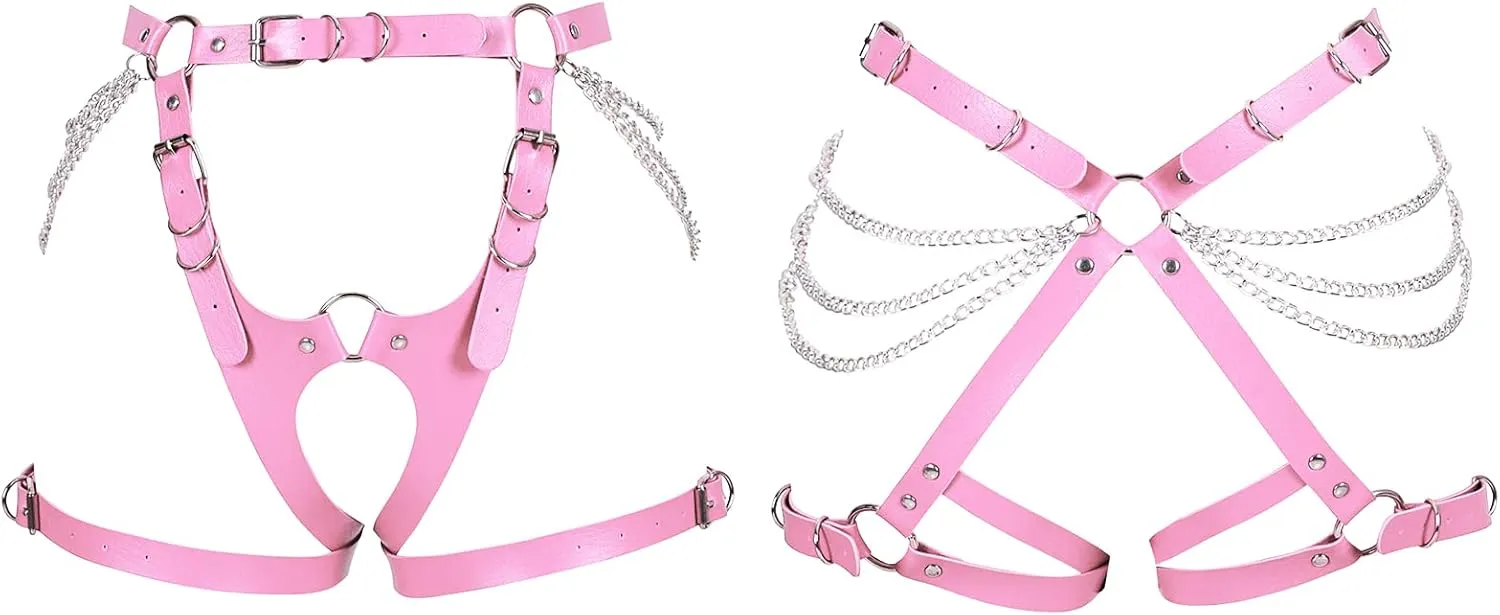 Garter Belt Leg Strap Rave Body Chain Gothic Harness for women Leather cage Dance Rock Festival Punk Photography
