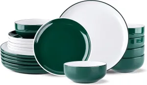 GBHOME 18 Pieces Ceramic Dinnerware Set, Modern White Dish Set for 6，Scratch Resistant Smooth Plates and Bowls Sets，Oven Safe，Microwave & Dishwasher