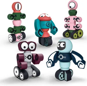 Gifts2U Magnetic Robots, 35PCS Magnetic Blocks Set for Kids with Storage Box, Stacking Robots Toy STEM Educational Playset for Boys and Girls Ages 3-6 Style A