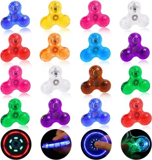 Gigilli Mini Fidget Spinners 16 Pcs, Kids Party Favors, LED Light Up Fidget Spinners for Kids 4-12, Goodie Bag Stuffers Glow in The Dark Party Supplies Class Prizes