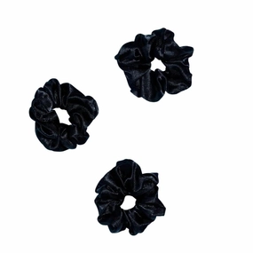 Gimme Beauty - 3 Piece Sleep Scrunchie Pack - Soft Satin Scrunchies for Women & Men - Seamless Plush Band Inside for All Night Comfort - Secure but Gentle Hold - Black - (3 Count)