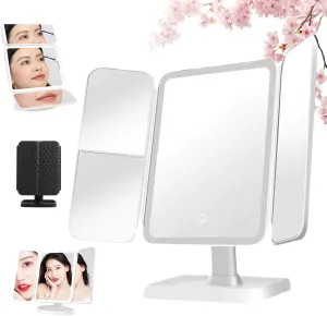 Glisera Smart Mirror, Glisera Makeup Mirror, Glisera Smart Mirror Vanity, Glisera Smart Makeup Mirror, Glisera Smart Mirror Travel, 3 Color Folding Three-Sided Makeup Mirror 180°Rotation (White)