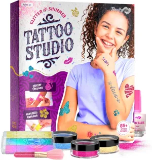 Glitter Tattoo Kit for Kids - Glitter & Metallic Fake Tattoos for Girls - Birthday Gift Ideas for Girl - Temporary Tattoo Set - Craft Kits Toys for Ages 6, 7, 8, 9, 10, 11 Year Old - Cool Gifts