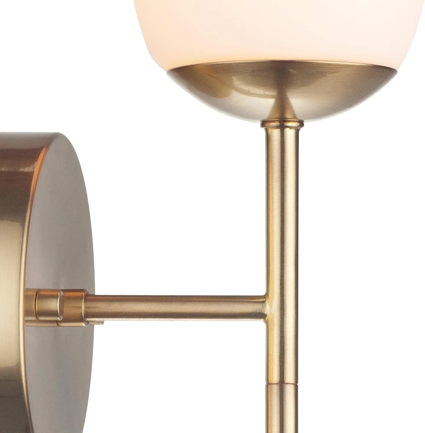 GLOBE Electric 51635 1-Light Plug-in or Hardwire Wall Sconce, Soft Matte Brass, Opal Glass Shade, Lights for Bedroom, Kitchen Sconces Lighting, Living Room, Bulb Not Included, Mounted Bedside Lamp