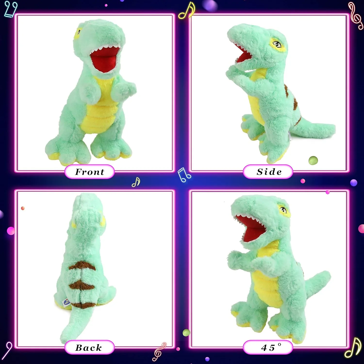 Glow Guards Light up Musical T-Rex Dinosaur Stuffed Animal,Soft Dinosaur Plush Toy with LED Night Light&Lullaby Glow in The Dark,Birthday Children's Day Hoilday Gifts for Toddler Kids Boys Girls,14''
