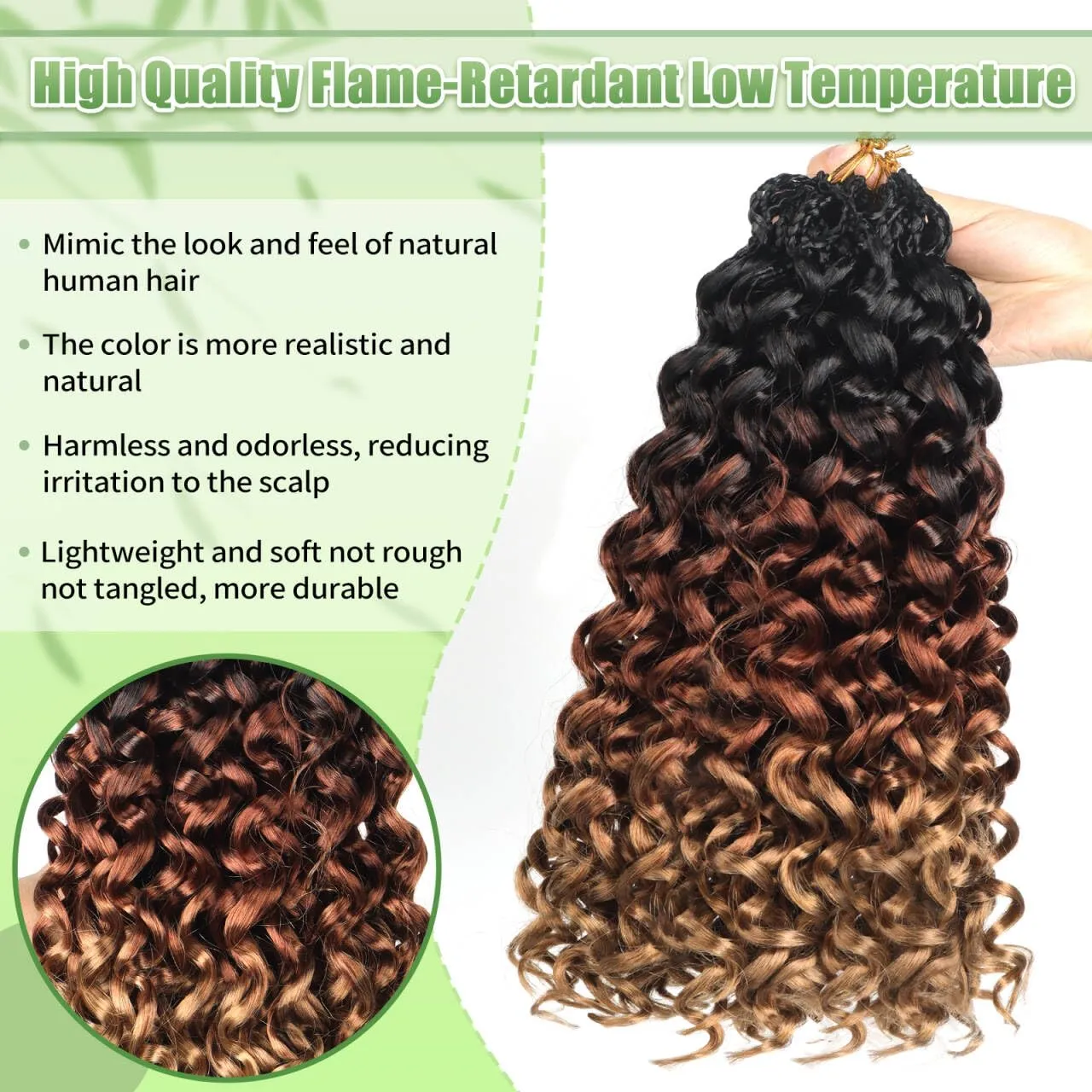 Gogo Curl Crochet Hair 8 Packs Ocean Wave Crochet Hair Pre Looped Deep Twist Goddess Box Braids Curly Water Wave Synthetic Braiding Hair For Black Women (#T1B/30/27, 18 Inch (Pack of 8))